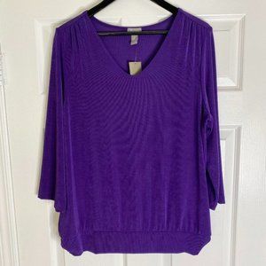 New Chico's Travelers Purple Naomi Top Size 2